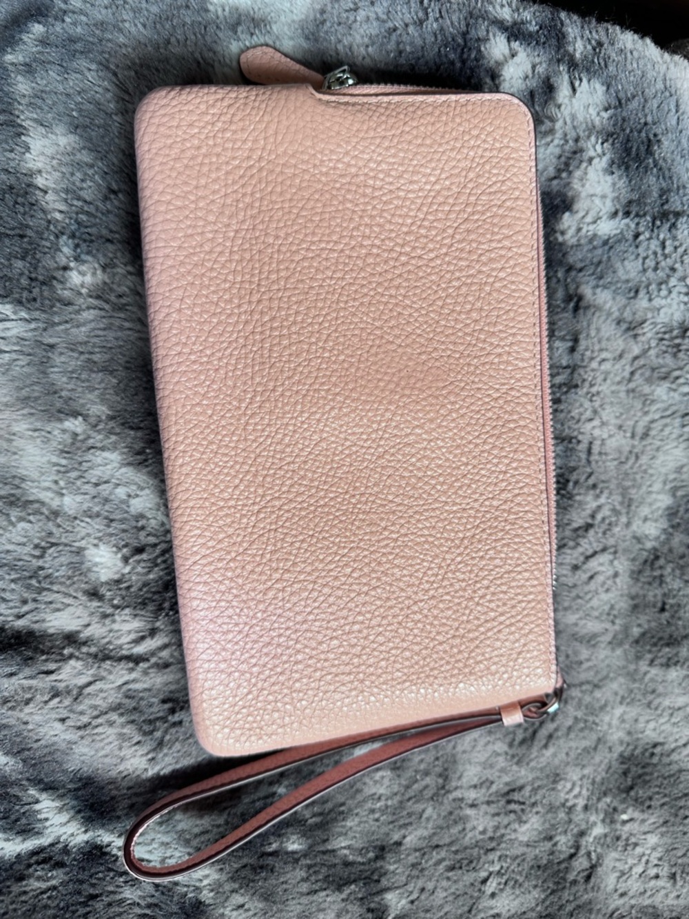 Coach Pebbled Leather Wristlet in Blush - Picture 2 of 8